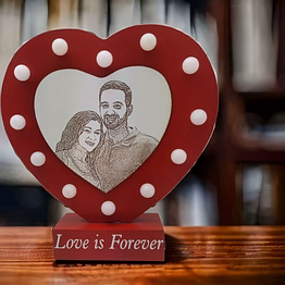 red moments love is forever heart shape plaque with led lights pr-307