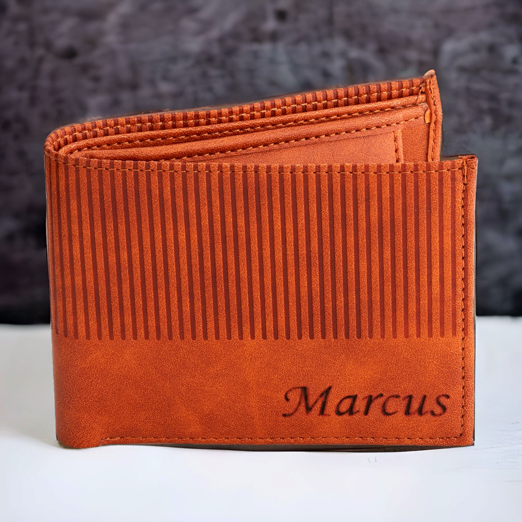 premium tan men's wallet pr-320 - personalized pu leather wallet