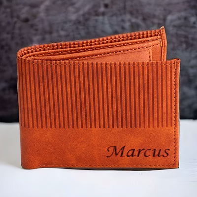 premium tan men's wallet pr-320 - personalized pu leather wallet
