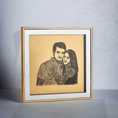 red moments golden glass frame with engrave on acrylic pr-315