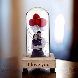 red moments i love you glass dome with led lights pr-276
