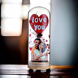 red moments love u glass dome with led lights pr-279