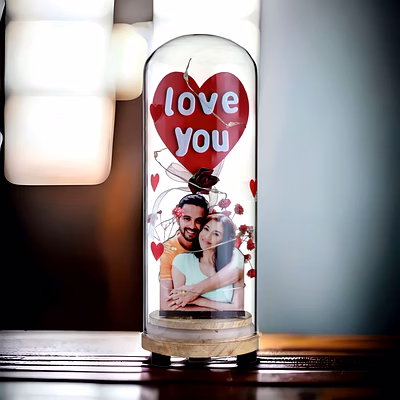 red moments love u glass dome with led lights pr-279