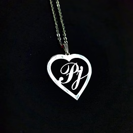 heart filled initial pendant cnc13 - personalized metal pendant