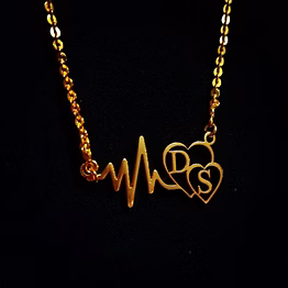 heart beat initials name pendant - customizable metal jewelry