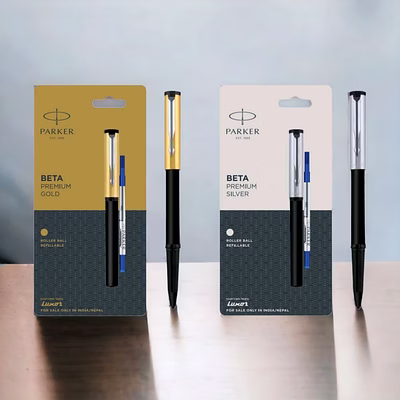 parker beta premium roller pen with stainless steel trim