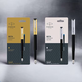 parker beta premium fountain pen with silver trim