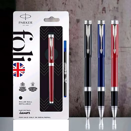 parker folio standard roller pen with steel trim