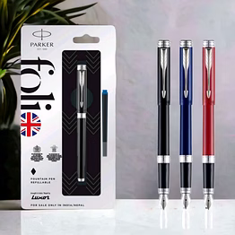 parker folio standard fountain pen with steel trim - modern elegance in writing