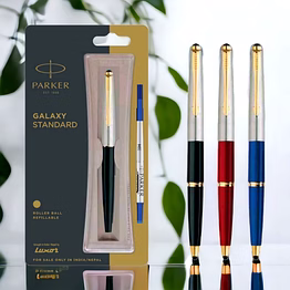 parker galaxy standard roller pen with gold trim - luxury writing instrument