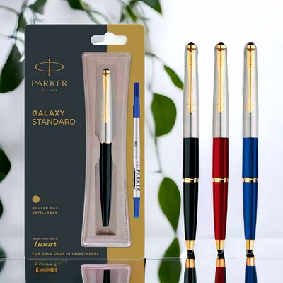 parker galaxy standard roller pen with gold trim - luxury writing instrument