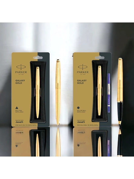 Parker Galaxy Gold With Gold Trim Set - Exclusive Luxury Writing Instruments-Ball Pen