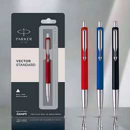 parker vector standard ball pen with stainless steel trim | sleek design ballpoint pen