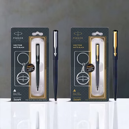 parker vector matte black ball pen - sleek stainless steel body