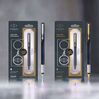 parker vector matte black fountain pen - elegant writing instrument