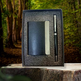 black card holder + pen combo set - luxurious card holder with metal pen
