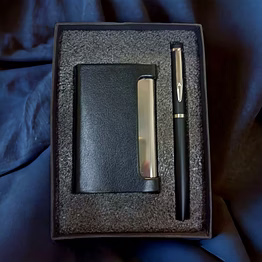 sophisticated matt black ball pen + card holder hgc04 - customizable luxury set