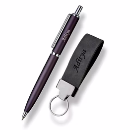 red moments 2 in 1 gray combo set pen + keychain pr-401-c
