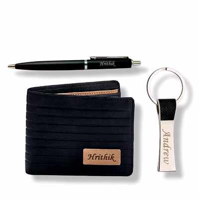 red moments 3 in 1 black series combo set wallet + pen + keychain pr-400-d