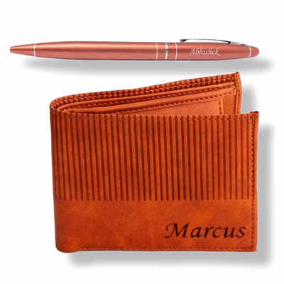 2 in 1 brown series combo wallet + pen pr-402-a