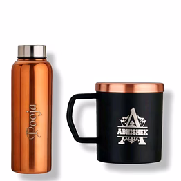 red moments stylish steel sipper bottle and mug combo set pr-403-c