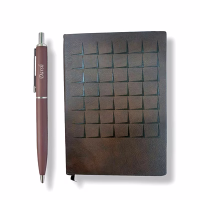 red moments brown diary + click pen combo set pr-404-d