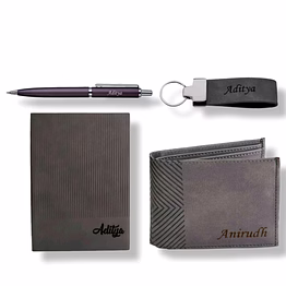 red moments gray series combo wallet + diary + keychain + pen pr-405-a