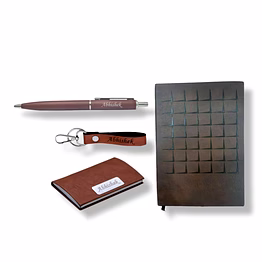 red moments dark brown - visiting card holder + keychain + diary + pen pr-406-d