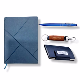 red moments blue - visiting card holder + keychain + diary + pen pr-406-c