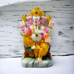 6.5" ganesh idol - fiber & marble stone power
