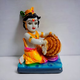 exquisite bal krishna 5.5" marble stone power fiber idol for home decor