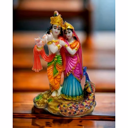 radha krishna with peacock 8.5 " idol