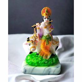 lord krishna with cow 6 " idol
