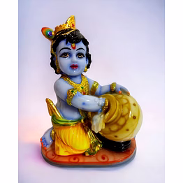 7" bal krishna hindu deity marble powder statue
