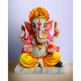 exquisite 9-inch ganpati bappa idol - marble stone fiber