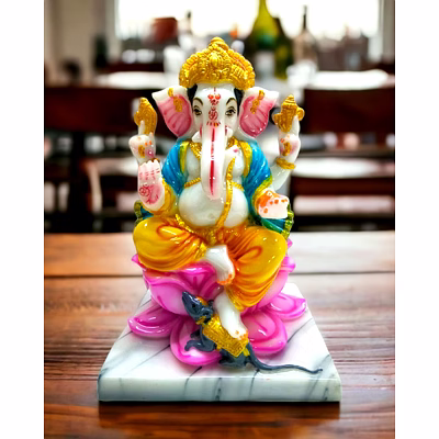 ganesha sitting on lotus 11" idol moi-71568