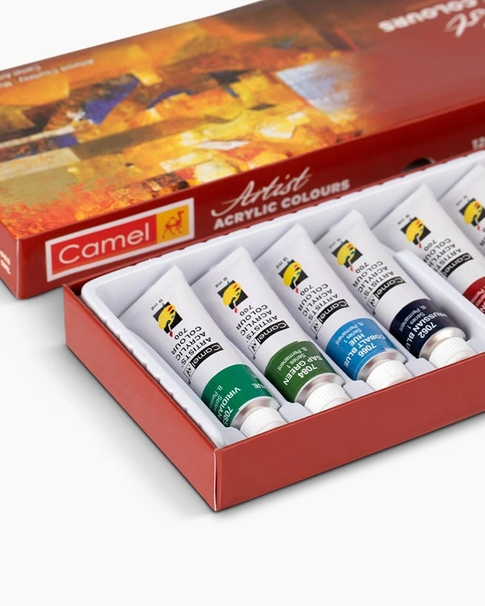 Camel Artist Acrylic Colours Assorted pack of 12 shades 9ml-8901425023211