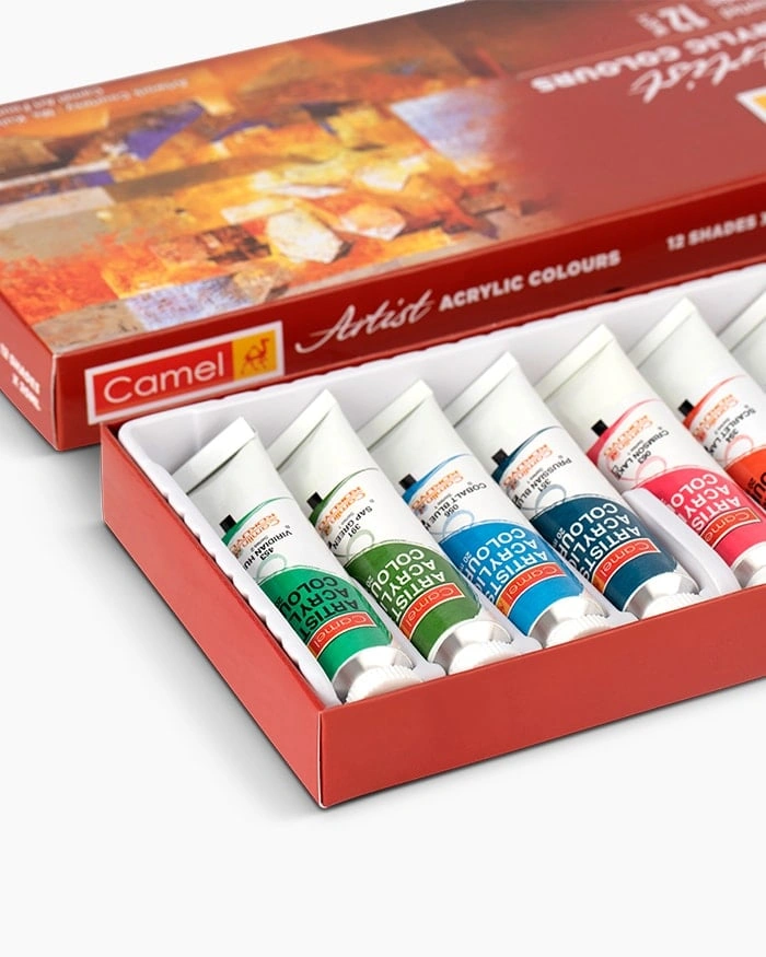 Camel Artist Acrylic Colours Assorted pack of 12 shades in 20ml-8901425023228