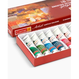 Camel Artist Acrylic Colours Assorted pack of 12 shades in 20ml