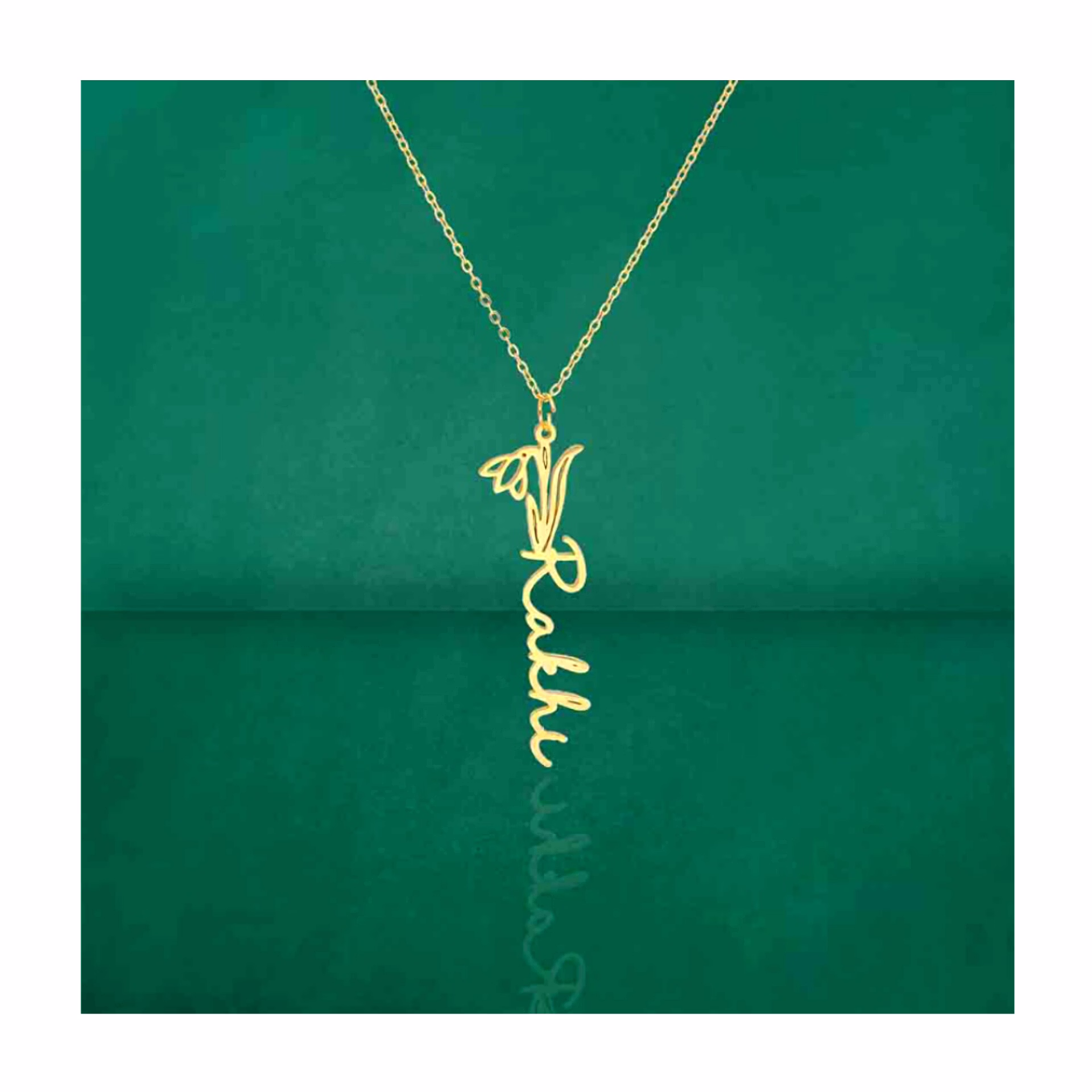 birth flower personalized name pendant - symbolize each birth month