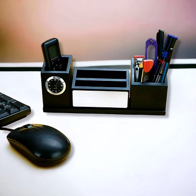 premium black desk organiser wd10 - elegant wood desk organizer