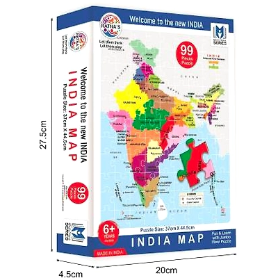 Ratnas INDIA MAP JIGSAW FOR KIDS - Educational and Fun Geography Puzzle