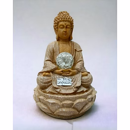gautam buddha 11" fiber statue with rock finish - 11 inch, electric powered