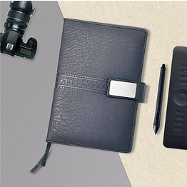 premium pu leather a5 diary csds-b | luxurious blue/gray notebook