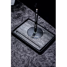 modern gift set of matt black designer tic toc pen and a sturdy magnetic pen attract stand