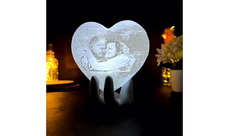 Personalized 3D Love Moon Lamp with Custom Image - Warm White Light