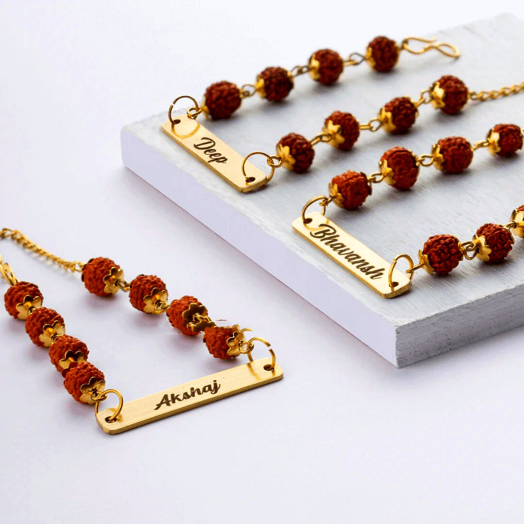 Personalized Rudraksha Rakhi Bracelet - Code RR1 image 1