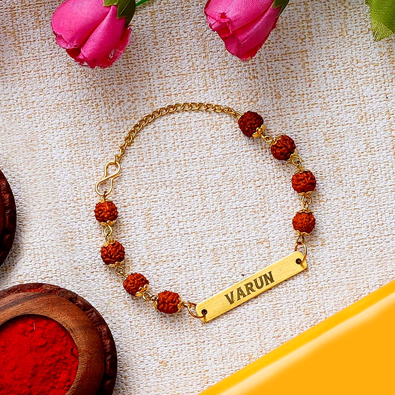 Personalized Rudraksha Rakhi Bracelet - Code RR1 image 2