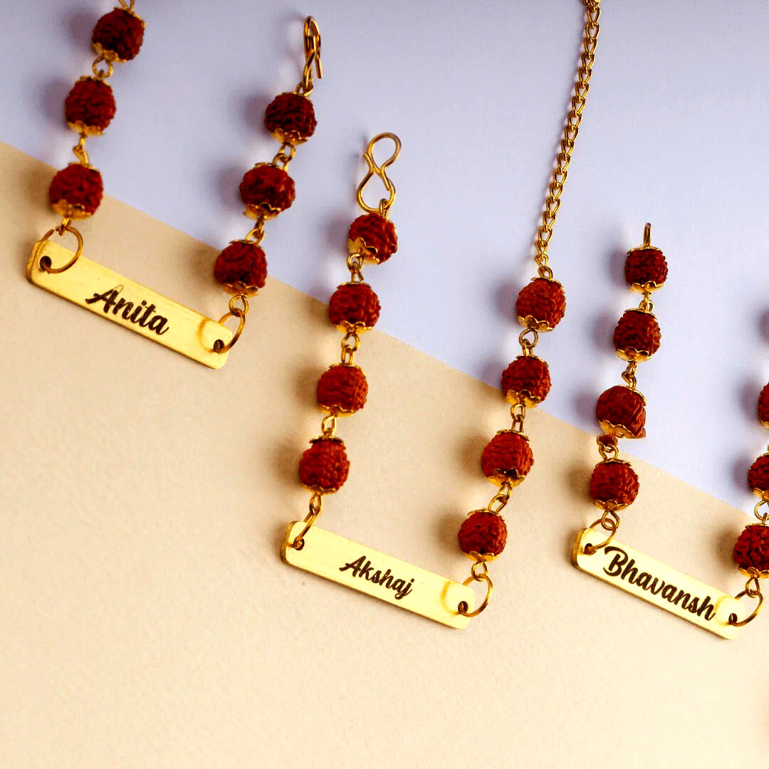 Personalized Rudraksha Rakhi Bracelet - Code RR1 image 3