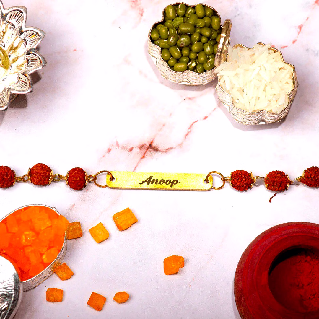 Personalized Rudraksha Rakhi Bracelet - Code RR1 image 4
